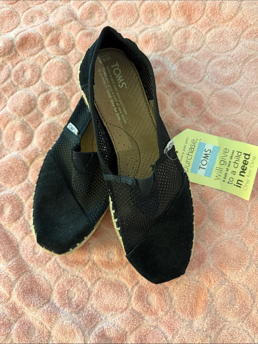 TOMS Women's Black Mesh & Suede Slip-On Espadrilles